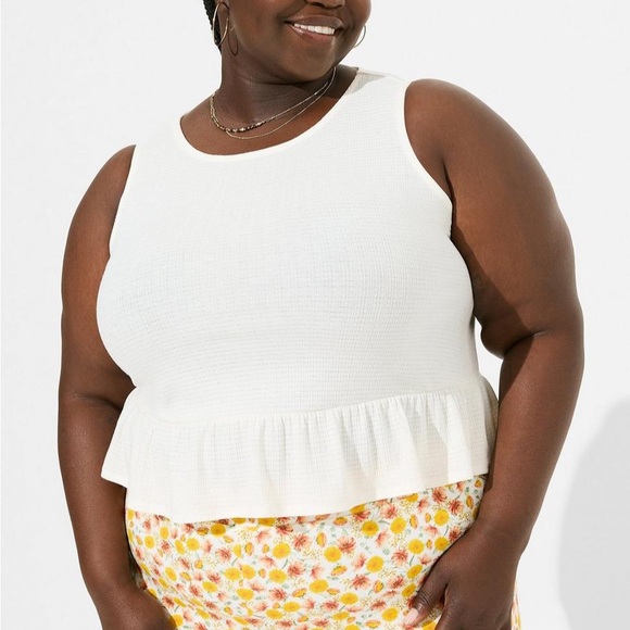 Torrid Texture Knit High Neck Ruffle Crop Top - Picture 1 of 8